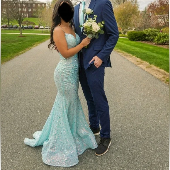 Portia and Scarlett PS24055 Prom Dress Blue Corset Embellished Size 00 - Picture 3 of 14